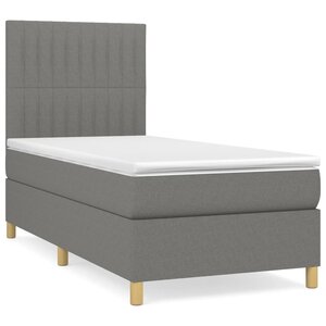 vidaXL Sommier à lattes de lit et matelas Gris foncé 90x190 cm Tissu