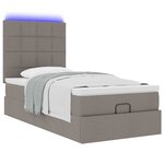 vidaXL Lit ottoman avec matelas et LED taupe 90x200 cm tissu