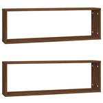 vidaXL Étagères murales cubiques 2 Pièces Chêne marron 80x15x26 5 cm