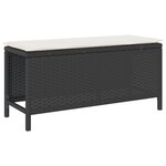 Ensemble de salle à manger de jardin 3 pièces avec coussins Rattan Poly Noir Acacia