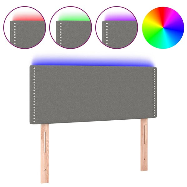 vidaXL Tête de lit à LED Gris foncé 90x5x78/88 cm Tissu
