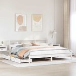 vidaXL Lit bibliothèque sans matelas blanc 200x200 cm bois pin massif