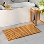 vidaXL Tapis de bain Uni Marron 100 x 55 cm bois