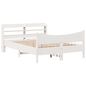 vidaXL Cadre de lit avec tête de lit blanc 160x200 cm bois pin massif
