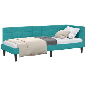 vidaXL Cadre de lit d'angle Turquoise 80 cm x 200 cm Velours