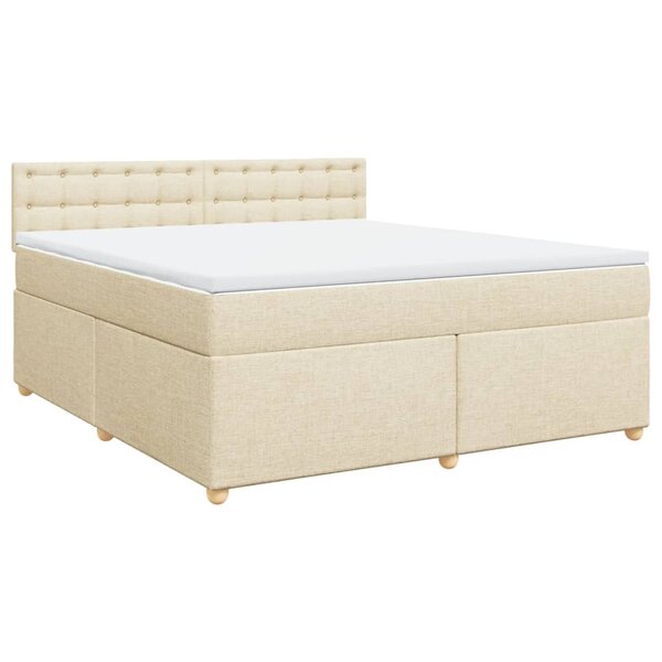 vidaXL Sommier à lattes de lit avec matelas Crème 180x200 cm Tissu