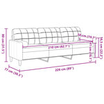 vidaXL Canapé 3 places avec oreillers jaune clair 210 cm tissu