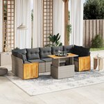 vidaXL Salon de jardin 8 Pièces avec coussins gris résine tressée