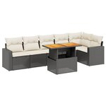 vidaXL Salon de jardin 7 Pièces avec coussins noir résine tressée