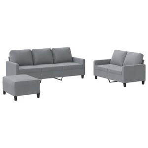 vidaXL Ensemble de canapés 3 Pièces avec coussins Gris clair Tissu