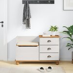 vidaXL Banc de rangement d'entrée ASKIM Blanc 100x39x62 cm Bois massif Pin