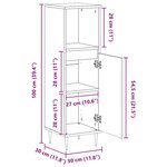 vidaXL Armoire de salle de bain chêne artisanal 30x30x100 cm