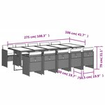 vidaXL Ensemble à manger de jardin et coussins 11 Pièces beige poly rotin