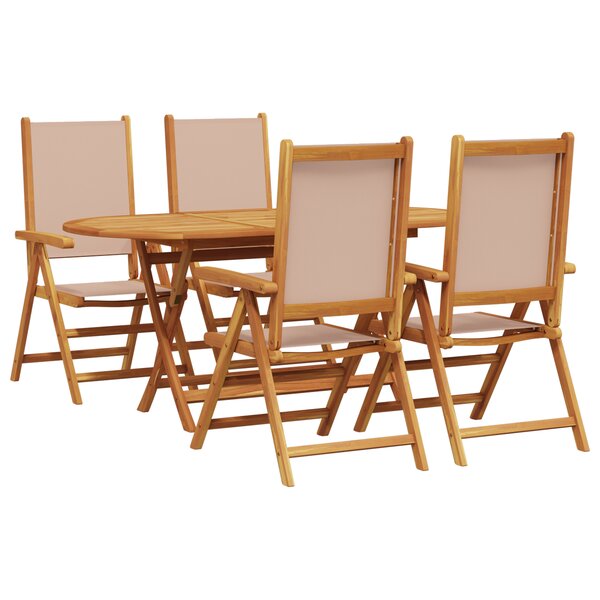 vidaXL Ensemble de Salle à Manger de Jardin 5 Pièces Taupe en Bois Massif d'Acacia
