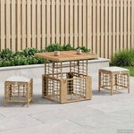 vidaXL Ensemble de salle à manger pour jardin 3 Pièces Nature et Blanc