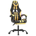 vidaXL Chaise de jeu avec repose-pied Noir et doré Similicuir