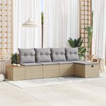 vidaXL Ensemble de 5 Pièces de Canapé de Jardin avec Coussins Beige Poly Rattan