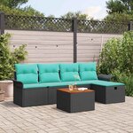 vidaXL Ensemble de canapé de jardin 6 Pièces Noir Poly rotin