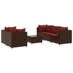 vidaXL Salon de jardin 6 Pièces avec coussins Marron Résine tressée