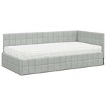 vidaXL Cadre de lit d'angle avec matelas 2 Pièces Gris clair Velours