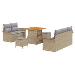 Set de Sofa de Jardin vidaXL 8 Pièces avec Coussins Beige Rattan Poly Acacia
