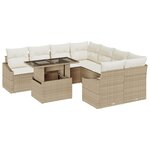 vidaXL Ensemble de salon de jardin 9 pièces avec coussins en résine tressée beige