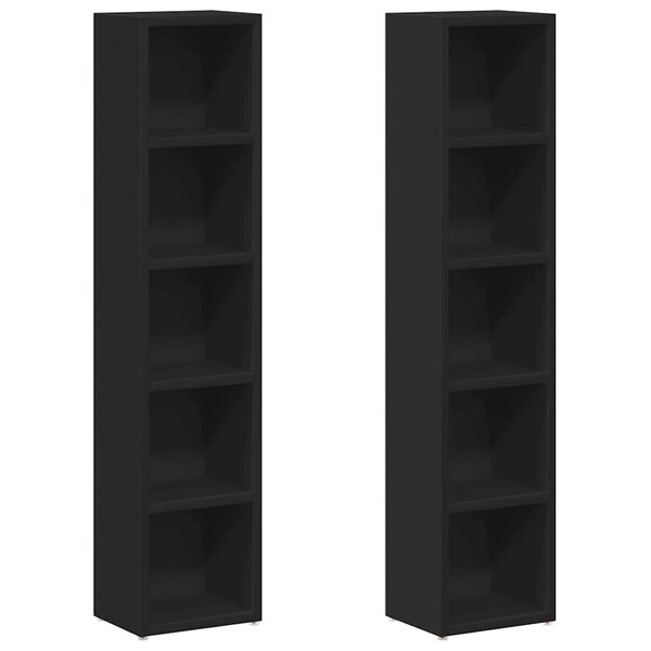 vidaXL Armoires à CD 2 Pièces Noir 21x16x93 5 cm Aggloméré