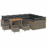 vidaXL Ensemble de canapé de jardin 13 Pièces Gris Poly rotin
