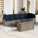 vidaXL Ensemble de canapé de jardin avec coussin 9 Pièces Gris polyrotin