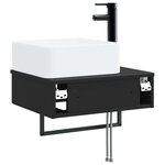 vidaXL Basin de lavage mural Noir 50 x 41 x 39 cm Bois d'ingénierie