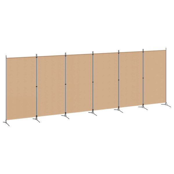 vidaXL Paravent à 6 panneaux Beige 520 x 180 cm Tissu