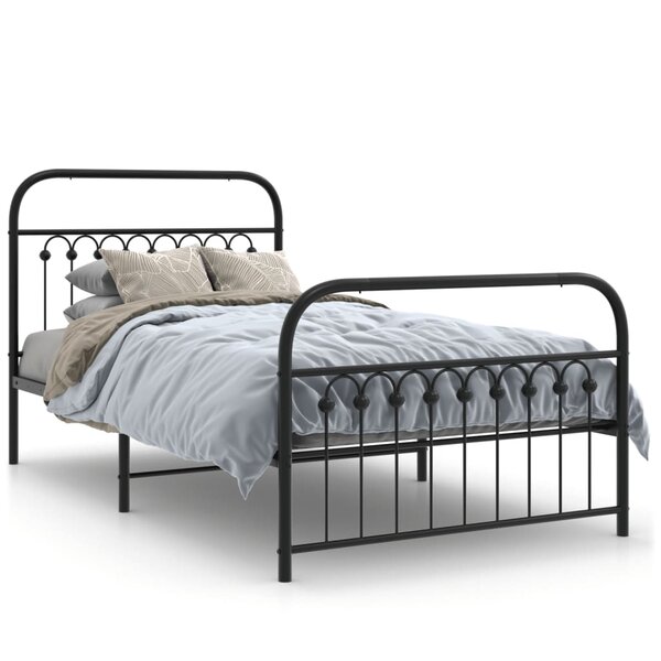 vidaXL Cadre de lit métal sans matelas et pied de lit noir 100x200 cm