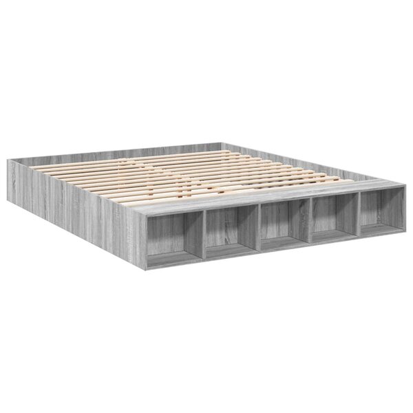 vidaXL Cadre de lit sonoma gris 200x200 cm bois d'ingénierie