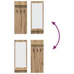 vidaXL Porte-manteau mural avec miroir chêne artisanal 70 x 10 x 90 cm