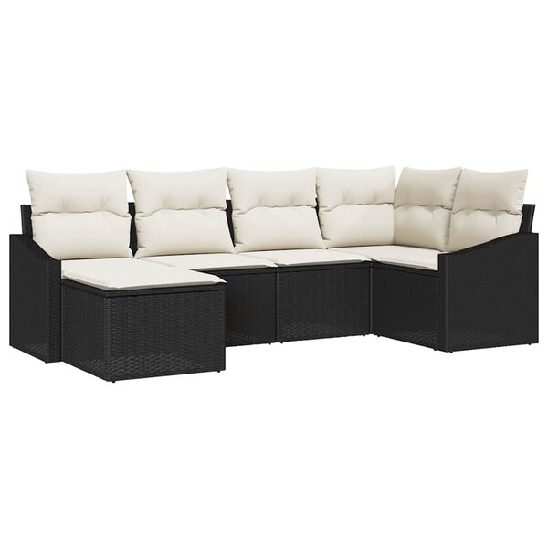 vidaXL Ensemble de salle à manger pour jardin 6 Pièces Noir et Crème