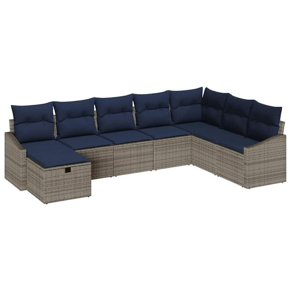 vidaXL Ensemble de canapé de jardin 8 Pièces Gris 55 x 62 x 69 cm