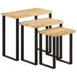 vidaXL Tables gigognes 3 Pièces avec bord vivant bois de manguier massif