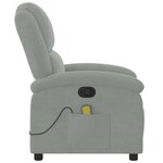 vidaXL Fauteuil inclinable de massage gris clair velours