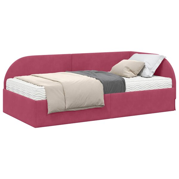 vidaXL Cadre de lit d'angle avec matelas 2 Pièces Vert Velours