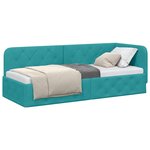 vidaXL Cadre de lit d'angle Turquoise 80 x 200 cm Velours