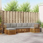 vidaXL Ensemble de canapés d'extérieur 7 pc Gris Naturel et Clair