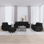 vidaXL Ensemble de canapés 4 Pièces avec coussins Noir Tissu