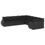 vidaXL Salon de jardin 10 Pièces avec coussins noir résine tressée