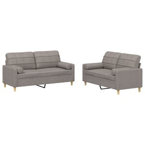 vidaXL Ensemble de canapés 2 Pièces avec coussins taupe tissu