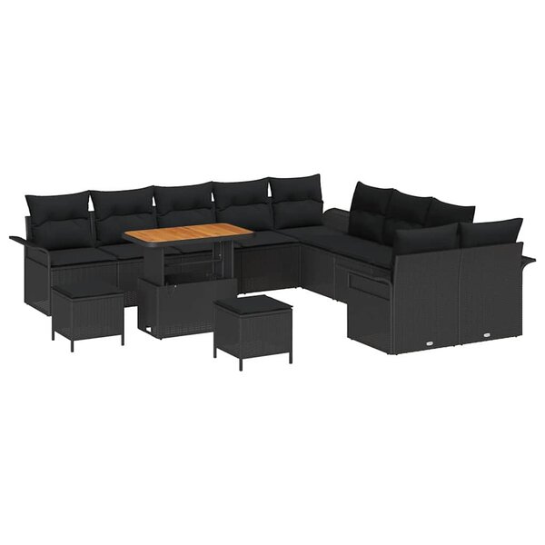 vidaXL Ensemble de canapé de jardin 13 Pièces Noir 90 x 55 x 71 cm