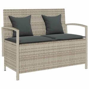 VidaXL Banc de rangement de jardin avec coussin gris clair polyrotin