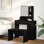 Ensemble de table de maquillage vidaXL en chêne noir en bois d'ingénierie