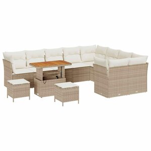 vidaXL Ensemble de canapé de jardin 12 Pièces Beige polyrotin