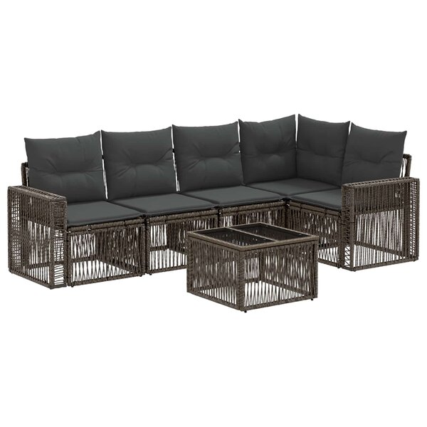 vidaXL Ensemble de canapé de jardin 6 Pièces Gris et Gris foncé polyrotin