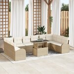 Ensemble de canapés de jardin 11 pièces avec coussins Beige Poly Rattan